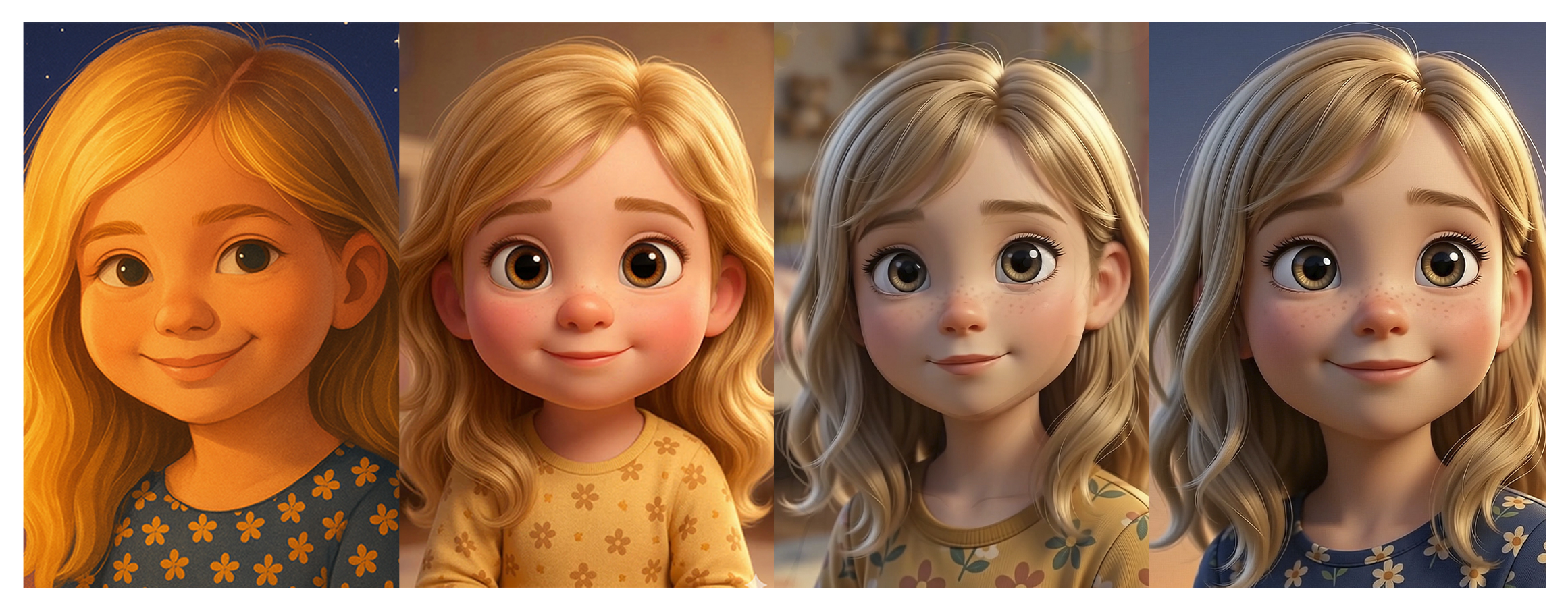 Tres opciones de estilo de la Princesita